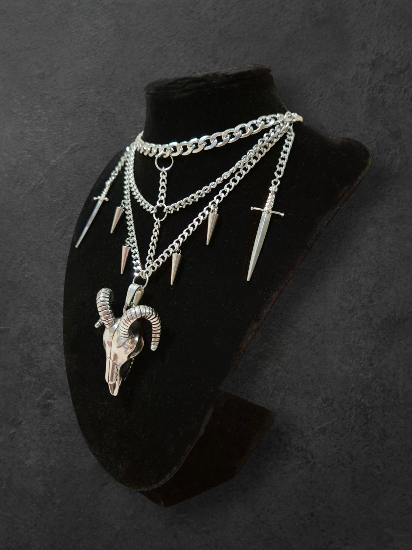 Steel Chain Skull Choker Necklaces