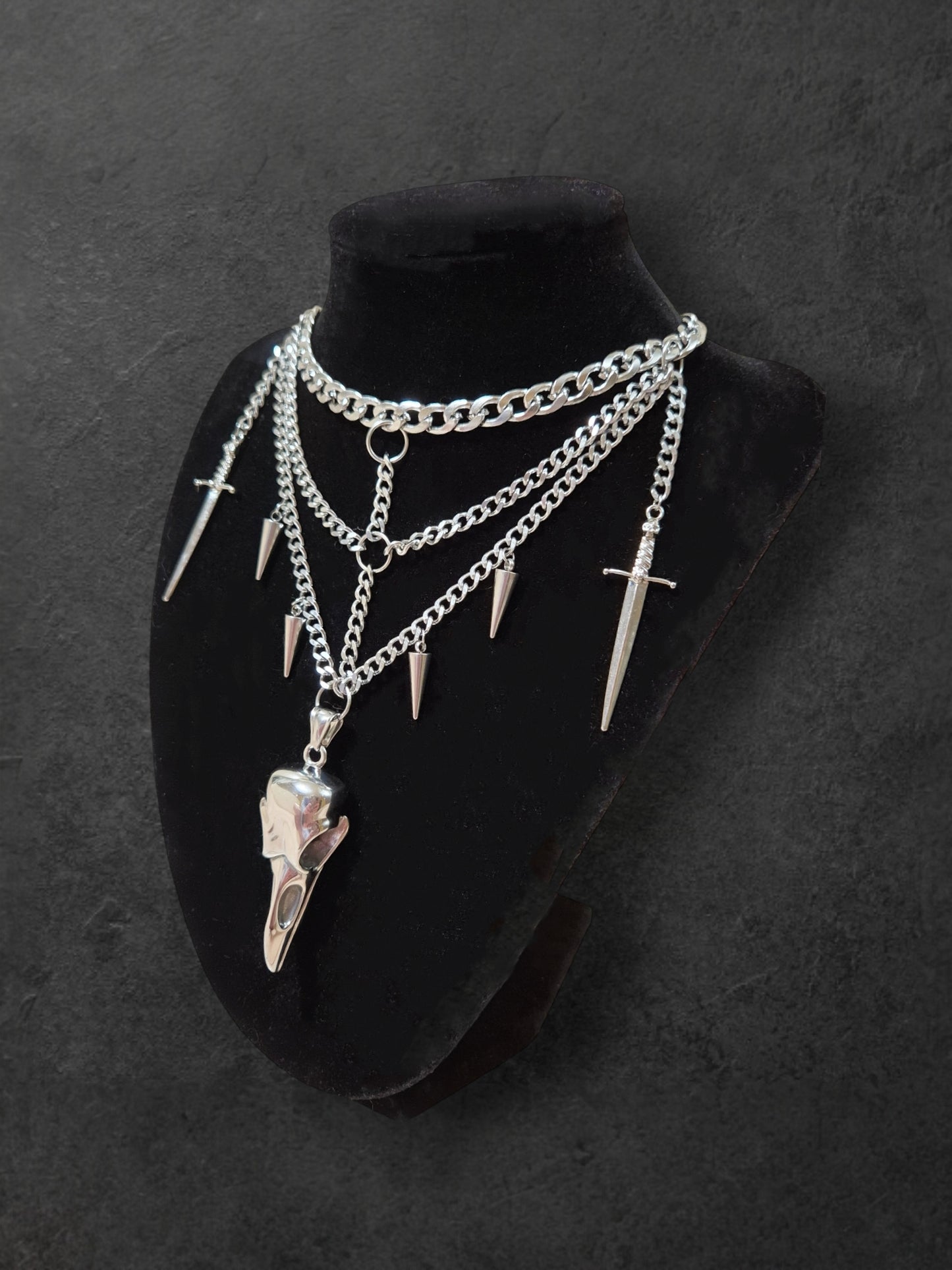 Steel Chain Skull Choker Necklaces